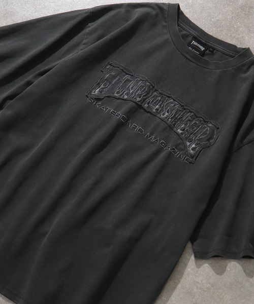 THRASHER（スラッシャー）の「【THRASHER/スラッシャー】ピグメント加工 ダメージアップリケ 半袖Tシャツ（Tシャツ/カットソー・メンズ・ピンク/ブラウン/グレー系1/ライトグレー/サックスブルー/グレー系2・L/M/XL）」の8枚目の写真