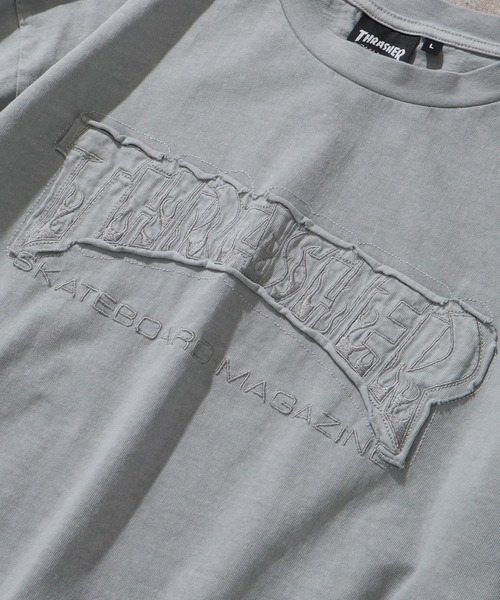 THRASHER（スラッシャー）の「【THRASHER/スラッシャー】ピグメント加工 ダメージアップリケ 半袖Tシャツ（Tシャツ/カットソー・メンズ・ピンク/ブラウン/グレー系1/ライトグレー/サックスブルー/グレー系2・L/M/XL）」の13枚目の写真