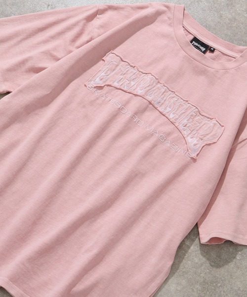 THRASHER（スラッシャー）の「【THRASHER/スラッシャー】ピグメント加工 ダメージアップリケ 半袖Tシャツ（Tシャツ/カットソー・メンズ・ピンク/ブラウン/グレー系1/ライトグレー/サックスブルー/グレー系2・L/M/XL）」の18枚目の写真