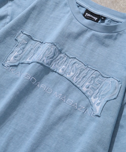 THRASHER（スラッシャー）の「【THRASHER/スラッシャー】ピグメント加工 ダメージアップリケ 半袖Tシャツ（Tシャツ/カットソー・メンズ・ピンク/ブラウン/グレー系1/ライトグレー/サックスブルー/グレー系2・L/M/XL）」の17枚目の写真