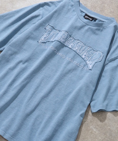 THRASHER（スラッシャー）の「【THRASHER/スラッシャー】ピグメント加工 ダメージアップリケ 半袖Tシャツ（Tシャツ/カットソー・メンズ・ピンク/ブラウン/グレー系1/ライトグレー/サックスブルー/グレー系2・L/M/XL）」の16枚目の写真