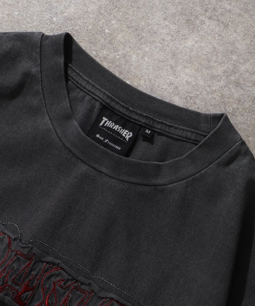 THRASHER（スラッシャー）の「【THRASHER/スラッシャー】ピグメント加工 ダメージアップリケ 半袖Tシャツ（Tシャツ/カットソー・メンズ・ピンク/ブラウン/グレー系1/ライトグレー/サックスブルー/グレー系2・L/M/XL）」の20枚目の写真