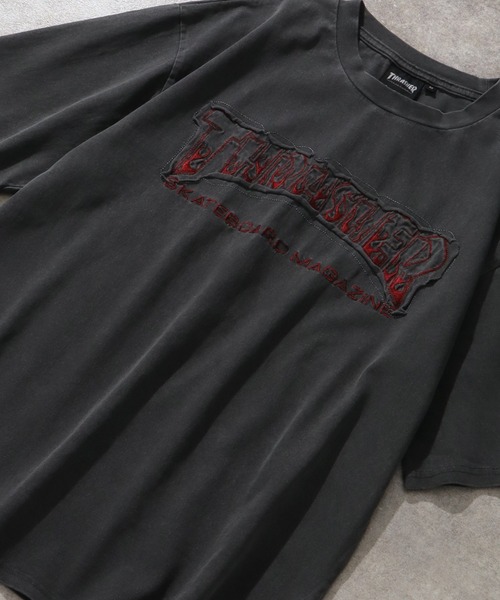 THRASHER（スラッシャー）の「【THRASHER/スラッシャー】ピグメント加工 ダメージアップリケ 半袖Tシャツ（Tシャツ/カットソー・メンズ・ピンク/ブラウン/グレー系1/ライトグレー/サックスブルー/グレー系2・L/M/XL）」の10枚目の写真