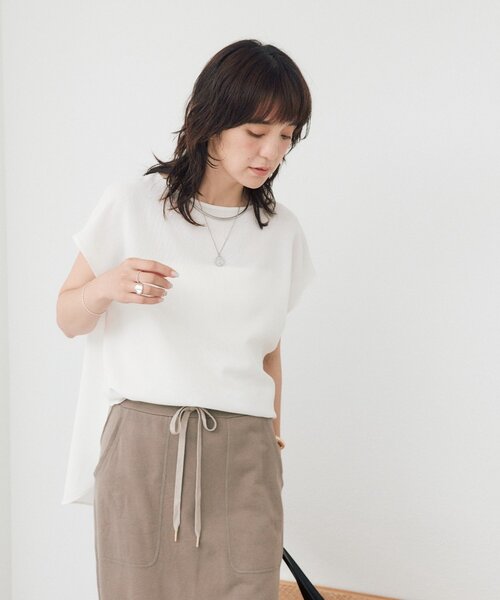 RIVE DROITE(リヴドロワ)の「【セットアップ対応可能/ドライタッチ/シワになりにくい】メッシュフレンチブラウス(シャツ/ブラウス・レディース・オフホワイト/ブラック/モカ/ブラウン・FREE)」の9枚目の写真