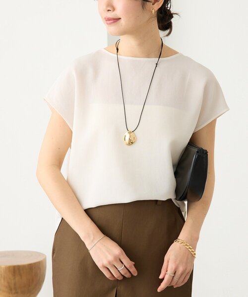 RIVE DROITE（リヴドロワ）の「予約【セットアップ着用可能】メッシュフレンチブラウス（シャツ/ブラウス・レディース・オフホワイト/ブラック/モカ/ブラウン・FREE）」の6枚目の写真