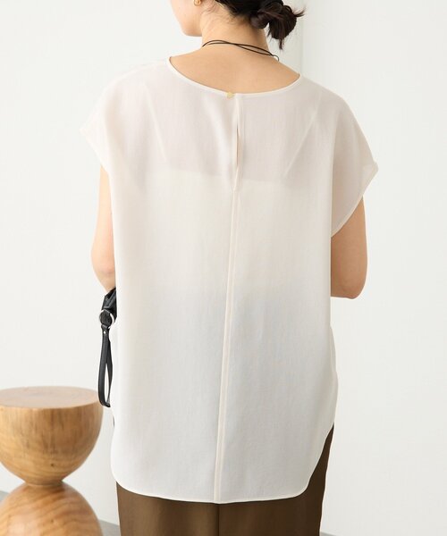 RIVE DROITE（リヴドロワ）の「予約【セットアップ着用可能】メッシュフレンチブラウス（シャツ/ブラウス・レディース・オフホワイト/ブラック/モカ/ブラウン・FREE）」の8枚目の写真