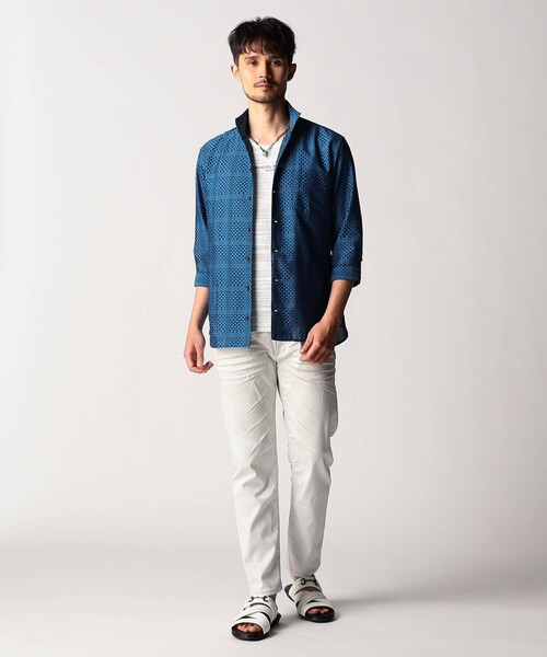 NICOLE CLUB FOR MEN(ニコルクラブフォーメン)の「8分丈アラカルト5ポケットパンツ(デニムパンツ・メンズ・ブルー/サックスブルー/ホワイト/ネイビー・S/XL/L/M)」の7枚目の写真