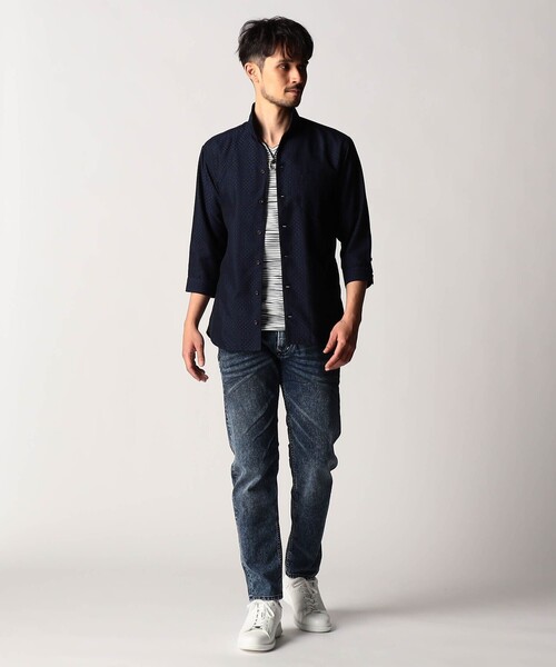 NICOLE CLUB FOR MEN(ニコルクラブフォーメン)の「8分丈アラカルト5ポケットパンツ(デニムパンツ・メンズ・ブルー/サックスブルー/ホワイト/ネイビー・S/XL/L/M)」の8枚目の写真