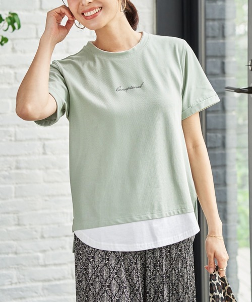 ikka（イッカ）の「【雑誌InRed6月号掲載】鹿の子裾レイヤードプルオーバー【接触冷感】（Tシャツ/カットソー・レディース・ライトグレー/ライトブルー/ネイビー/イエロー/ライトグリーン・M/L/S）」の3枚目の写真
