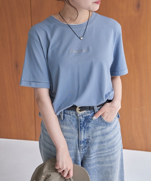 ikka（イッカ）の「【雑誌InRed6月号掲載】鹿の子裾レイヤードプルオーバー【接触冷感】（Tシャツ/カットソー・レディース・ライトグレー/ライトブルー/ネイビー/イエロー/ライトグリーン・M/L/S）」の4枚目の写真