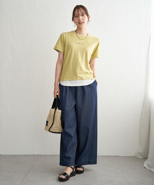 ikka（イッカ）の「【雑誌InRed6月号掲載】鹿の子裾レイヤードプルオーバー【接触冷感】（Tシャツ/カットソー・レディース・ライトグレー/ライトブルー/ネイビー/イエロー/ライトグリーン・M/L/S）」の18枚目の写真