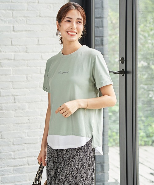ikka（イッカ）の「【雑誌InRed6月号掲載】鹿の子裾レイヤードプルオーバー【接触冷感】（Tシャツ/カットソー・レディース・ライトグレー/ライトブルー/ネイビー/イエロー/ライトグリーン・M/L/S）」の10枚目の写真