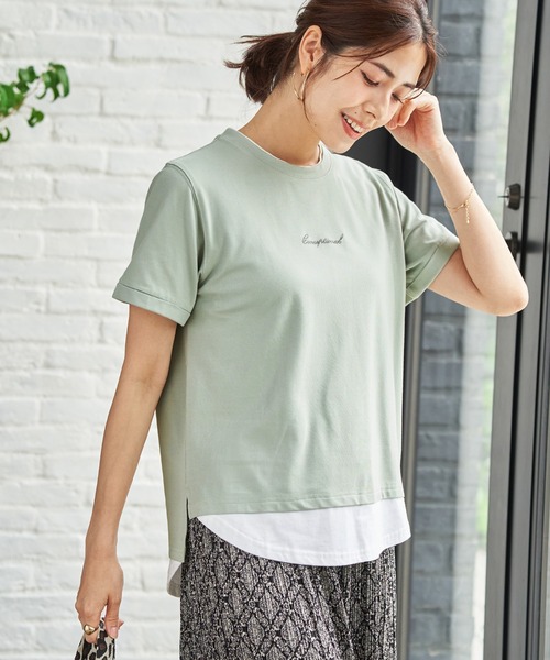 ikka（イッカ）の「【雑誌InRed6月号掲載】鹿の子裾レイヤードプルオーバー【接触冷感】（Tシャツ/カットソー・レディース・ライトグレー/ライトブルー/ネイビー/イエロー/ライトグリーン・M/L/S）」の11枚目の写真
