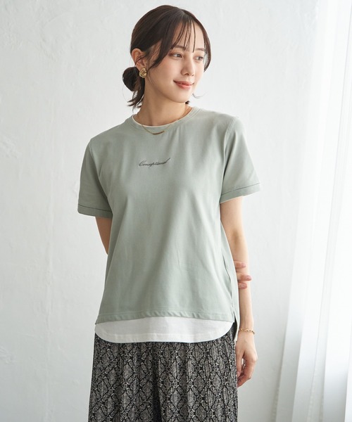 ikka（イッカ）の「【雑誌InRed6月号掲載】鹿の子裾レイヤードプルオーバー【接触冷感】（Tシャツ/カットソー・レディース・ライトグレー/ライトブルー/ネイビー/イエロー/ライトグリーン・M/L/S）」の12枚目の写真