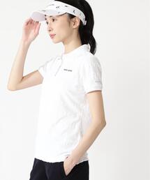 T/Cカノコウィンドペン柄パネルチェックジャガード半袖ポロワンピース
