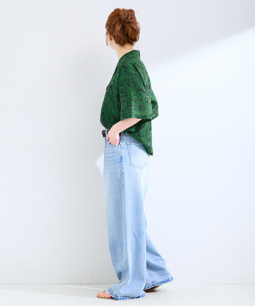 B.C STOCK（ベーセーストック）の「手洗い可 / ストロークプリントクロップSSシャツ（シャツ/ブラウス・レディース・ブラック/ネイビー/グリーン・FREE）」の11枚目の写真