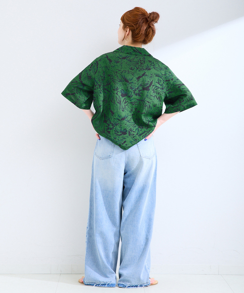 B.C STOCK（ベーセーストック）の「手洗い可 / ストロークプリントクロップSSシャツ（シャツ/ブラウス・レディース・ブラック/ネイビー/グリーン・FREE）」の12枚目の写真