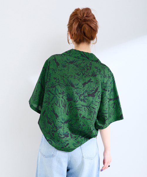 B.C STOCK（ベーセーストック）の「手洗い可 / ストロークプリントクロップSSシャツ（シャツ/ブラウス・レディース・ブラック/ネイビー/グリーン・FREE）」の16枚目の写真