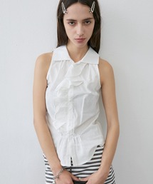 Ruffle Tie Sleeveless Blouse / ラッフルタイスリーブレスブラウス