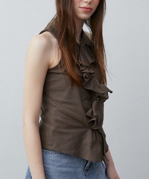 Rohwel(ローウェル)の「Ruffle Tie Sleeveless Blouse / ラッフルタイスリーブレスブラウス(シャツ/ブラウス・レディース・ホワイト/カーキ・FREE)」の6枚目の写真