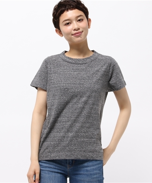homspun（ホームスパン）の「homspun / コットン半袖Tシャツ（Tシャツ/カットソー・レディース・ホワイト/チャコールグレー・SMALL/MEDIUM）」の2枚目の写真