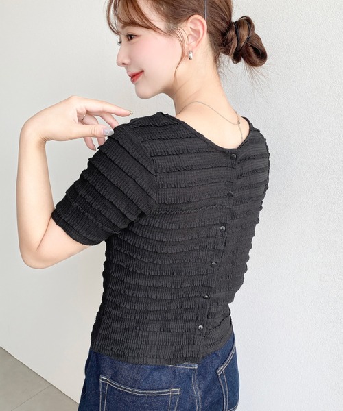 moment+（モーメントプラス）の「クリンクルフリル前後2WAYトップス（Tシャツ/カットソー・レディース・オフホワイト/ブラック/ピンク/ナチュラル・M）」の13枚目の写真