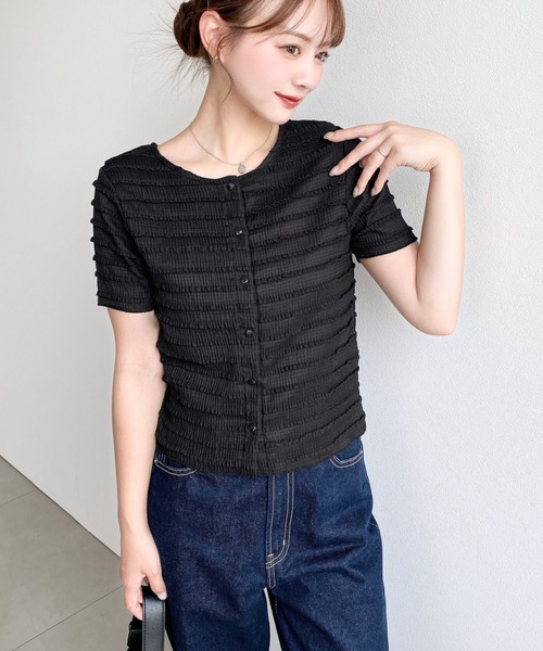 moment+（モーメントプラス）の「クリンクルフリル前後2WAYトップス（Tシャツ/カットソー・レディース・オフホワイト/ブラック/ピンク/ナチュラル・M）」の12枚目の写真
