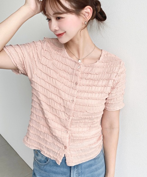 moment+（モーメントプラス）の「クリンクルフリル前後2WAYトップス（Tシャツ/カットソー・レディース・オフホワイト/ブラック/ピンク/ナチュラル・M）」の21枚目の写真