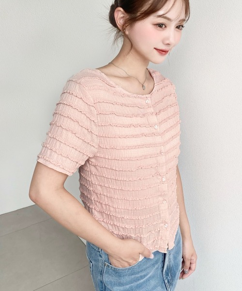 moment+（モーメントプラス）の「クリンクルフリル前後2WAYトップス（Tシャツ/カットソー・レディース・オフホワイト/ブラック/ピンク/ナチュラル・M）」の22枚目の写真