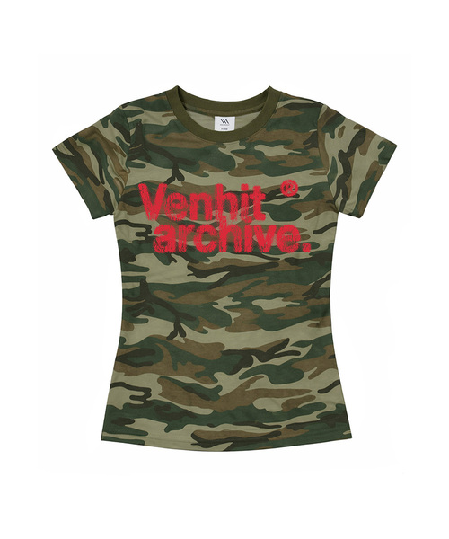 VENHIT(ベンヒット)の「ヴェンヒットアーカイブ カモスリムフィット半袖Tシャツ(Tシャツ/カットソー・レディース・ホワイト/グリーン・FREE)」の1枚目の写真
