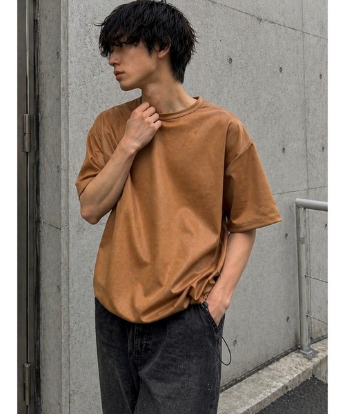 CERCA(チェルカ)の「【Bls】 【ZM】【Bling Leads】フェイクレザ- ドローストリングTEE(Tシャツ/カットソー・メンズ・ホワイト/ブラック/ダークブラウン/ブラウン・M/L)」の4枚目の写真