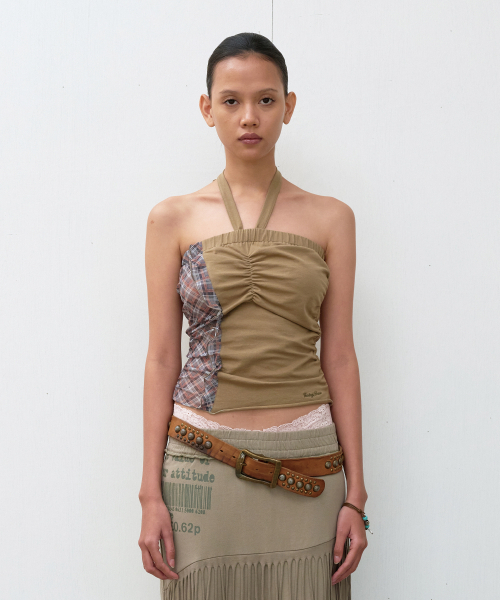 THEVINYLHOUSE（ザバイニルハウス）の「MIXED HALTERNECK TOP (W) OLIVE（Tシャツ/カットソー・レディース・その他・FREE）」の4枚目の写真