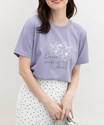 【ハニさら・接触冷感・UVカット】フラワープリントTシャツ