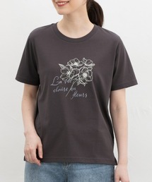 【ハニさら・接触冷感・UVカット】フラワープリントTシャツ