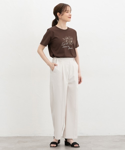 Honeys（ハニーズ）の「【ハニさら・接触冷感・ＵＶカット】フラワープリントＴシャツ（Tシャツ/カットソー・レディース・スミクロ/アイボリー/ブラウン/ラベンダー・S/M/LL/L）」の16枚目の写真