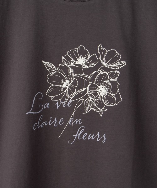 Honeys（ハニーズ）の「【ハニさら・接触冷感・ＵＶカット】フラワープリントＴシャツ（Tシャツ/カットソー・レディース・スミクロ/アイボリー/ブラウン/ラベンダー・S/M/LL/L）」の21枚目の写真