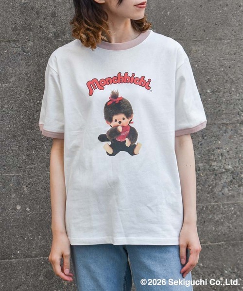 Bleu Bleuet（ブルーブルーエ）の「モンチッチリンガーTシャツ（Tシャツ/カットソー・レディース・ピンク/ブラック・M/L）」の2枚目の写真