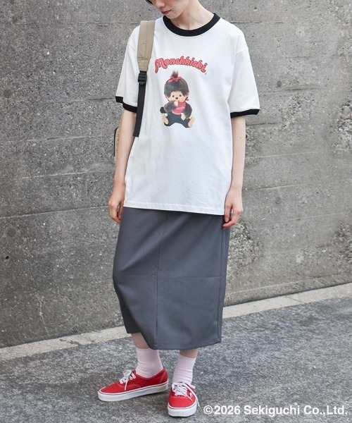 Bleu Bleuet（ブルーブルーエ）の「モンチッチリンガーTシャツ（Tシャツ/カットソー・レディース・ピンク/ブラック・M/L）」の7枚目の写真