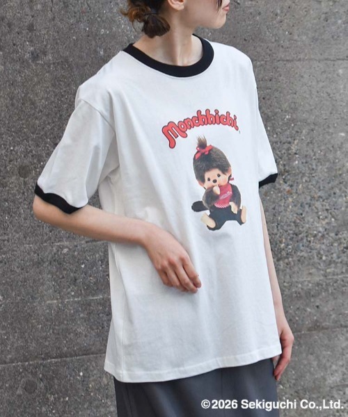 Bleu Bleuet（ブルーブルーエ）の「モンチッチリンガーTシャツ（Tシャツ/カットソー・レディース・ピンク/ブラック・M/L）」の10枚目の写真