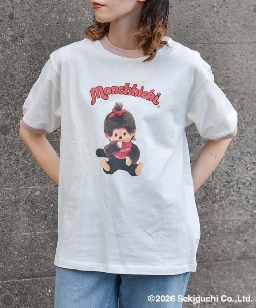 Bleu Bleuet（ブルーブルーエ）の「モンチッチリンガーTシャツ（Tシャツ/カットソー・レディース・ピンク/ブラック・M/L）」の6枚目の写真