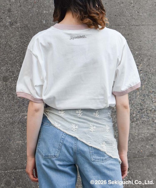 Bleu Bleuet（ブルーブルーエ）の「モンチッチリンガーTシャツ（Tシャツ/カットソー・レディース・ピンク/ブラック・M/L）」の3枚目の写真