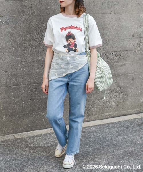 Bleu Bleuet（ブルーブルーエ）の「モンチッチリンガーTシャツ（Tシャツ/カットソー・レディース・ピンク/ブラック・M/L）」の18枚目の写真