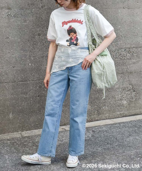 Bleu Bleuet（ブルーブルーエ）の「モンチッチリンガーTシャツ（Tシャツ/カットソー・レディース・ピンク/ブラック・M/L）」の19枚目の写真