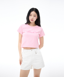 ワーディングクロップピグメントTシャツ[ライトピンク]