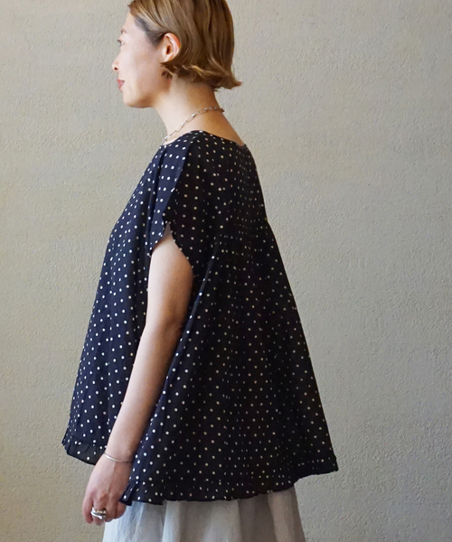JOURNAL STANDARD LUXE（ジャーナルスタンダード　ラックス）の「【SOIL】 80s COTTON VOILE DOT PRINT HEM FRIL（シャツ/ブラウス・レディース・ブラック/ブラウン・2）」の4枚目の写真