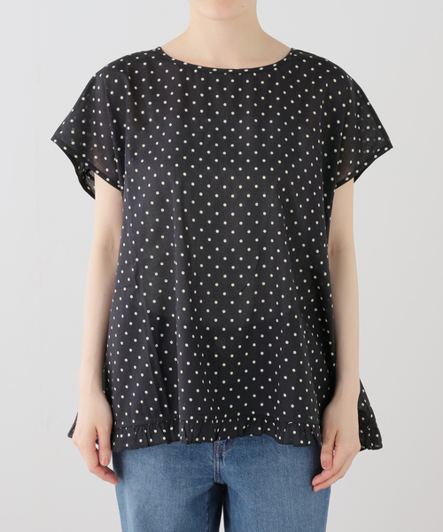 JOURNAL STANDARD LUXE（ジャーナルスタンダード　ラックス）の「【SOIL】 80s COTTON VOILE DOT PRINT HEM FRIL（シャツ/ブラウス・レディース・ブラック/ブラウン・2）」の6枚目の写真