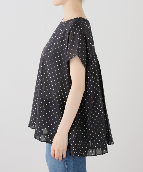 JOURNAL STANDARD LUXE（ジャーナルスタンダード　ラックス）の「【SOIL】 80s COTTON VOILE DOT PRINT HEM FRIL（シャツ/ブラウス・レディース・ブラック/ブラウン・2）」の7枚目の写真