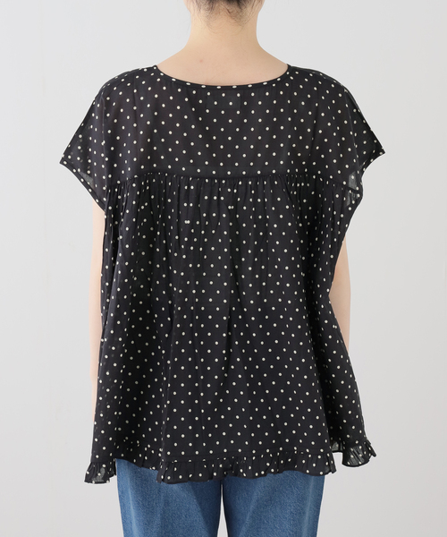 JOURNAL STANDARD LUXE（ジャーナルスタンダード　ラックス）の「【SOIL】 80s COTTON VOILE DOT PRINT HEM FRIL（シャツ/ブラウス・レディース・ブラック/ブラウン・2）」の8枚目の写真