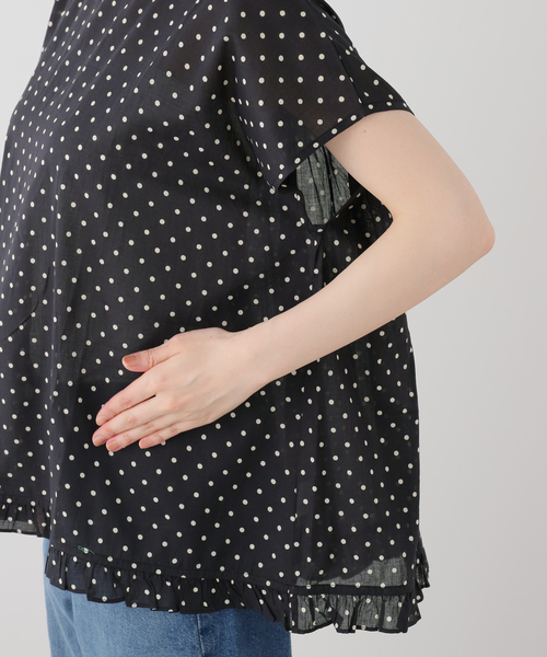 JOURNAL STANDARD LUXE（ジャーナルスタンダード　ラックス）の「【SOIL】 80s COTTON VOILE DOT PRINT HEM FRIL（シャツ/ブラウス・レディース・ブラック/ブラウン・2）」の9枚目の写真