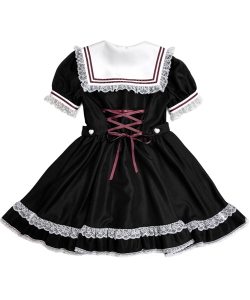 Secret Honey（シークレットハニー）の「ハート刺繍セーラーカラーワンピース（ワンピース・レディース・グレー/ブラック/ピンク・MEDIUM）」の4枚目の写真